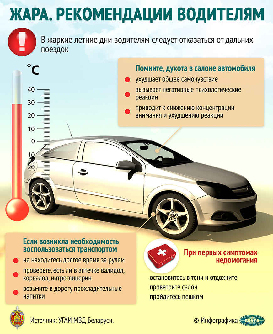 Жара. Рекомендации водителям